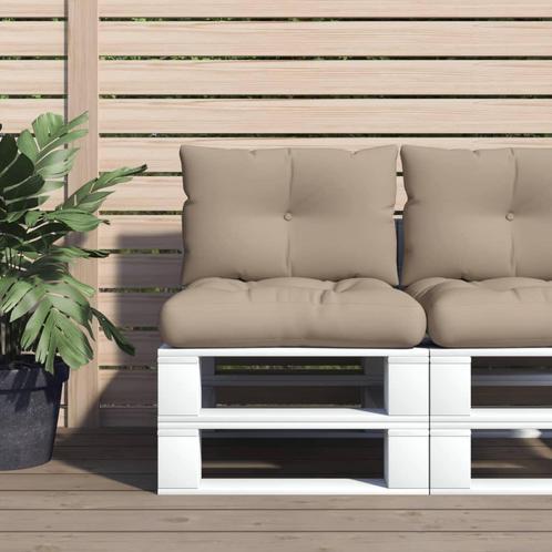 vidaXL Palletkussens 2 st stof taupe, Huis en Inrichting, Woonaccessoires | Kussens, Nieuw, Verzenden