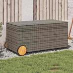 vidaXL Tuinbox met wielen 190 L poly rattan grijs, Verzenden, Nieuw