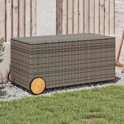 vidaXL Tuinbox met wielen 190 L poly rattan grijs, Tuin en Terras, Overige Tuin en Terras, Nieuw, Verzenden