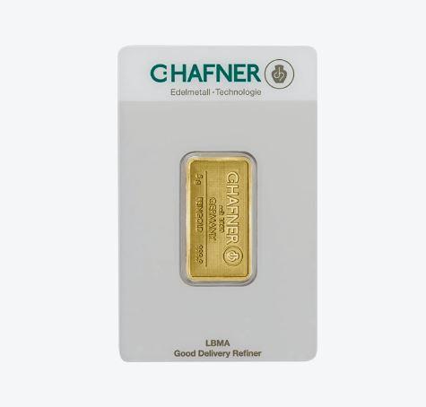 C. Hafner goudbaar 5 gram met certificaat | Goudonline, Postzegels en Munten, Edelmetalen en Baren, Goud