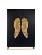 Extravagante barkast ANGEL 140cm zwart mangohout met gouden, Huis en Inrichting, Kasten | Overige, Ophalen of Verzenden, Nieuw