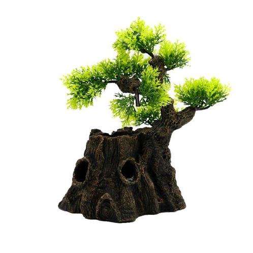 Boomstronk met bonsai OS-158 - aquarium decoratie, Dieren en Toebehoren, Vissen | Aquaria en Toebehoren, Sierelement, Nieuw, Ophalen of Verzenden