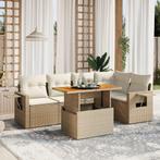 vidaXL 6-delige Loungeset met kussens poly rattan beige, Tuin en Terras, Tuinsets en Loungesets, Verzenden, Nieuw, Rotan, Loungeset
