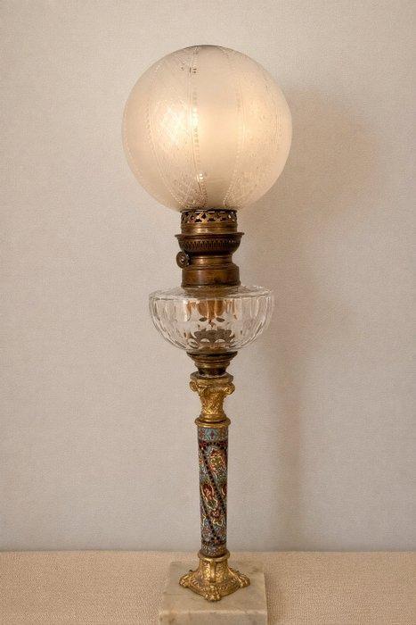 Lamp - marmer, brons, emaille, kristal - Franse, Antiek en Kunst, Antiek | Overige Antiek