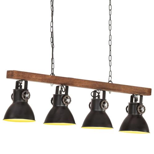 vidaXL Plafondlamp industrieel E27 mangohout zwart, Huis en Inrichting, Lampen | Overige, Nieuw, Verzenden