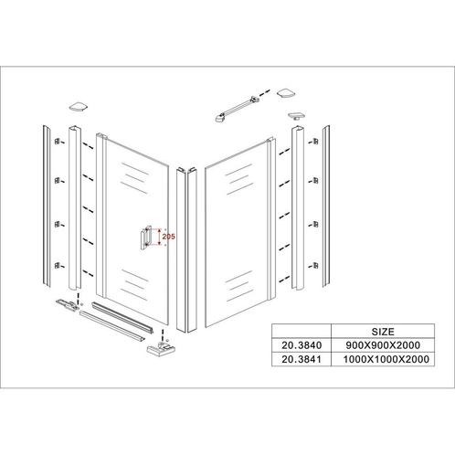 Aanbieding: Douchecabine vierkant 1 swingdeur 90x90x200cm, Doe-het-zelf en Verbouw, Sanitair, Ophalen of Verzenden