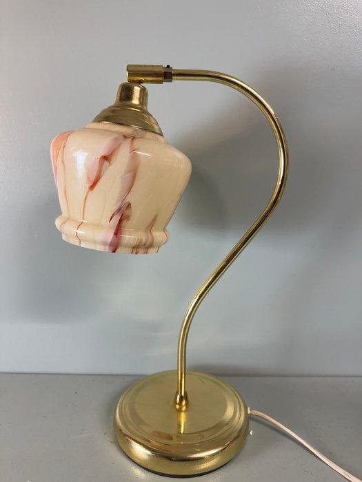 Lamp - Glas, Metaal - Vintage Klassieke Lamp met Gouden, Antiek en Kunst, Curiosa en Brocante