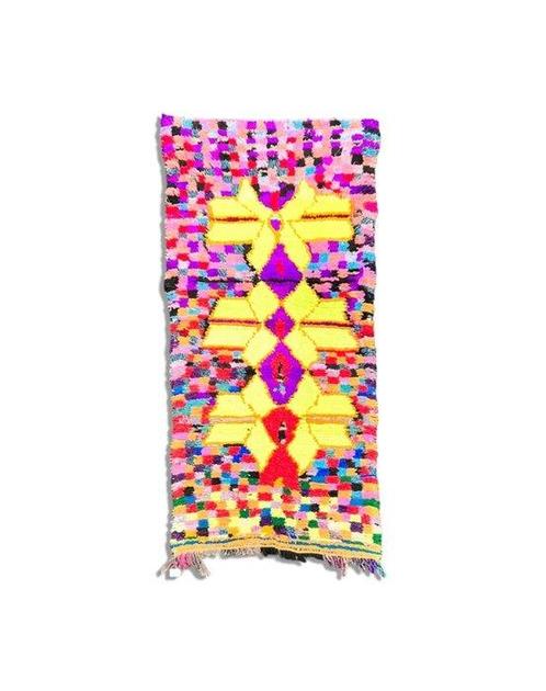 gekleurde boucherouite tapijt - Vloerkleed - 215 cm - 100 cm, Huis en Inrichting, Stoffering | Tapijten en Kleden