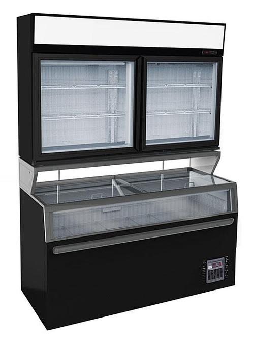 Wand Koel/Vries Combi Zwart 2 Glasdeuren, Zakelijke goederen, Horeca | Keukenapparatuur, Koelen en Vriezen, Verzenden