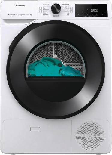 Hisense DH3V800UW/BLX warmtepomp droger - wit, Witgoed en Apparatuur, Wasdrogers, 8 tot 10 kg, Nieuw, Overige typen, Voorlader