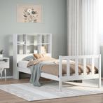 vidaXL Bed met boekenkast zonder matras grenenhout wit, 90 cm, Eenpersoons, Verzenden, Wit