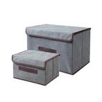 Opbergboxen Set - 2 Stuks - Grijs - Opbergmanden met Deksel, Huis en Inrichting, Verzenden, Nieuw