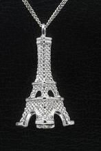 Zilveren Eiffeltoren XL ketting hanger, Nieuw, Verzenden