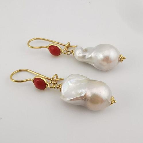 Zonder Minimumprijs - Oorbellen Zilver - 5.00ct. tw. Koraal, Sieraden, Tassen en Uiterlijk, Oorbellen