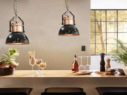 Bulk: 10×Nieuw Industriële Plafondlamp Zwart met koperaccent, Huis en Inrichting, Lampen | Hanglampen, Nieuw, Metaal, Verzenden