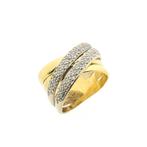 18 Krt. Bicolor gouden pavé ring met diamant | 0,33 ct., Gebruikt, Overige kleuren, Ophalen of Verzenden, 17 tot 18