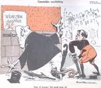 Spotprent Opgeblazen pad spuugt op het Wilhelmina Gasthui..., Antiek en Kunst, Verzenden