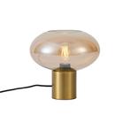 Design tafellamp messing met amber glas - Umbrella, Huis en Inrichting, Lampen | Tafellampen, Nieuw, Overige materialen, Design