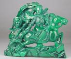 Grote sculptuur krijger paard standbeeld - Malachiet - China, Antiek en Kunst