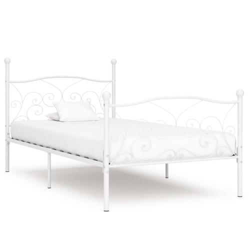 vidaXL Bedframe met lattenbodem metaal wit 100x200 cm, Huis en Inrichting, Slaapkamer | Bedden, 100 cm, 200 cm, Wit, Eenpersoons