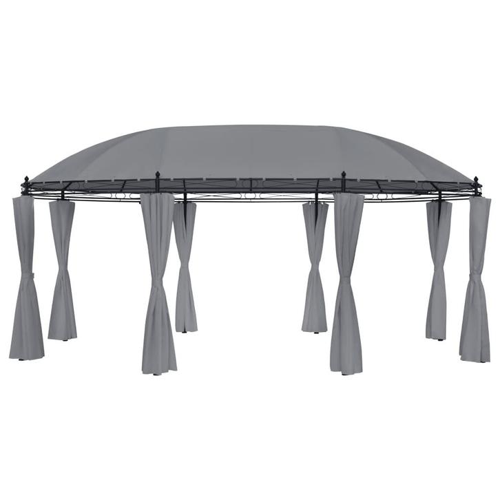 vidaXL Prieel met gordijnen 520x349x255 cm antracietkleurig, Tuin en Terras, Partytenten, Nieuw, Verzenden