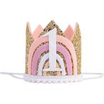 1e verjaardag cakesmash glitter hoedje Rainbow, Kinderen en Baby's, Babykleding | Maat 80, Nieuw, 4theperfectparty, Jongetje of Meisje