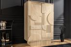 Design barkast ART DECO 140 cm wit gelimineerd mangohout 3D, Huis en Inrichting, Ophalen of Verzenden, Nieuw