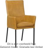 Set van 4 Grijze leren moderne eetkamerstoelen - poot vierka, Overige kleuren, Nieuw, Leer, Ophalen of Verzenden