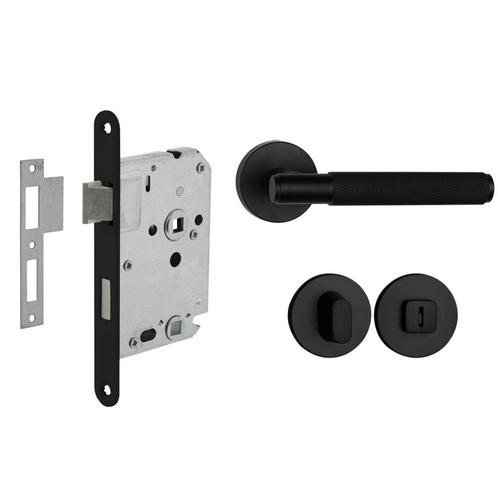 Deurbeslag set met WC-slot en deurklink Luxor mat zwart, Doe-het-zelf en Verbouw, Hang- en Sluitwerk, Klink of Kruk, Nieuw, Overige materialen