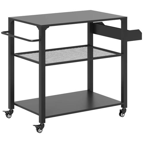TRUUSK Grillwagen 3-Lagen Serveerwagen Met Werkblad Planken, Tuin en Terras, Houtskoolbarbecues, Nieuw, Verzenden