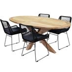 Ellips Zenia dining tuinset 200x110xH76 cm 5 delig teak, Tuin en Terras, Tuinsets en Loungesets, Ophalen of Verzenden, Nieuw