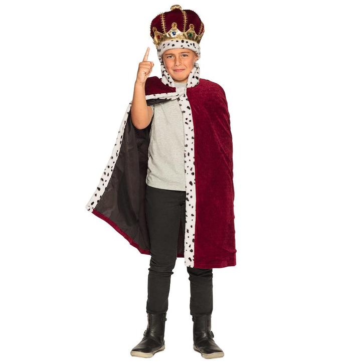 Koningskroon En Koningsmantel Bordeaux Rood Kind, Kleding | Heren, Carnavalskleding en Feestkleding, Nieuw, Verzenden