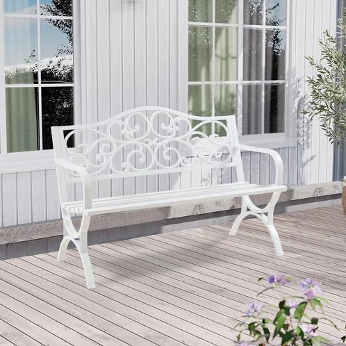 Tuinbank Utav 127x53x79 cm wit casa.pro, Tuin en Terras, Tuinbanken, Verzenden