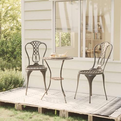 vidaXL 3-delige Bistroset gietaluminium bronskleurig, Tuin en Terras, Tuinsets en Loungesets, Nieuw, Aluminium, Verzenden