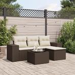 vidaXL 5-delige Loungeset met kussens poly rattan bruin, Verzenden, Nieuw, Rotan, Loungeset