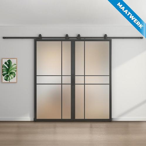 Dubbele stalen Schuifdeuren 6 Vlaks Maatwerk Luxe design Mat, Doe-het-zelf en Verbouw, Kozijnen en Schuifpuien, Nieuw, Metaal
