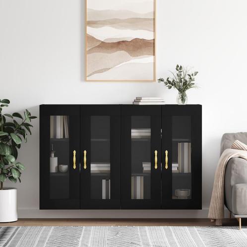 vidaXL Hangkasten 2 st bewerkt hout zwart, Huis en Inrichting, Kasten | Buffetkasten, Nieuw, Overige houtsoorten, Verzenden