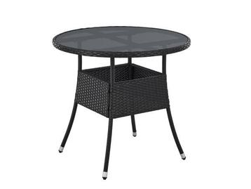 Veiling - Polyrotan Tuintafel - Rond - 80 cm - Zwart beschikbaar voor biedingen