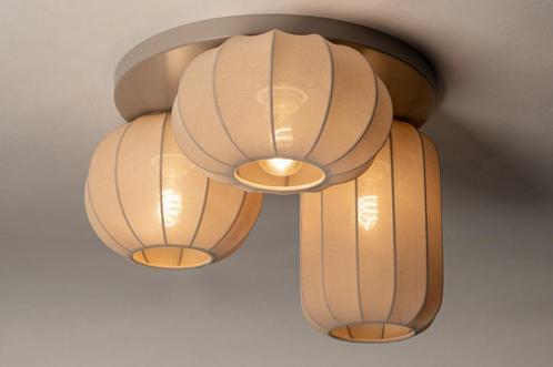 Rietveld Plafondlampen - Taupe - Stof, Metaal, Huis en Inrichting, Lampen | Plafondlampen, Verzenden