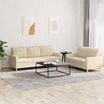vidaXL 2-delige Loungeset met kussens stof crèmekleurig, Huis en Inrichting, Banken | Bankstellen, Verzenden, 150 tot 200 cm, Nieuw