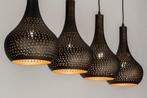 Rietveld Hanglampen - Zwart, Bruin, Goud - Metaal, Huis en Inrichting, Lampen | Hanglampen, Verzenden, Nieuw