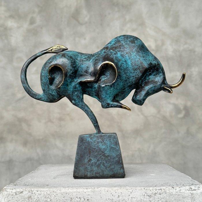 sculptuur, NO RESERVE PRICE - Cubist Bull on Stand - 22 cm -, Antiek en Kunst, Kunst | Designobjecten