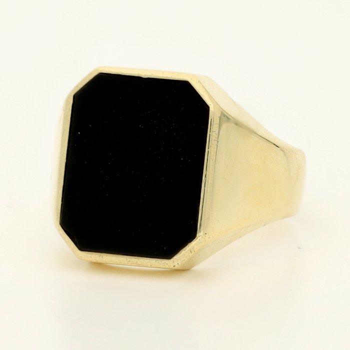 Ring - 14 karaat Geel goud - Onyx, Sieraden, Tassen en Uiterlijk, Ringen