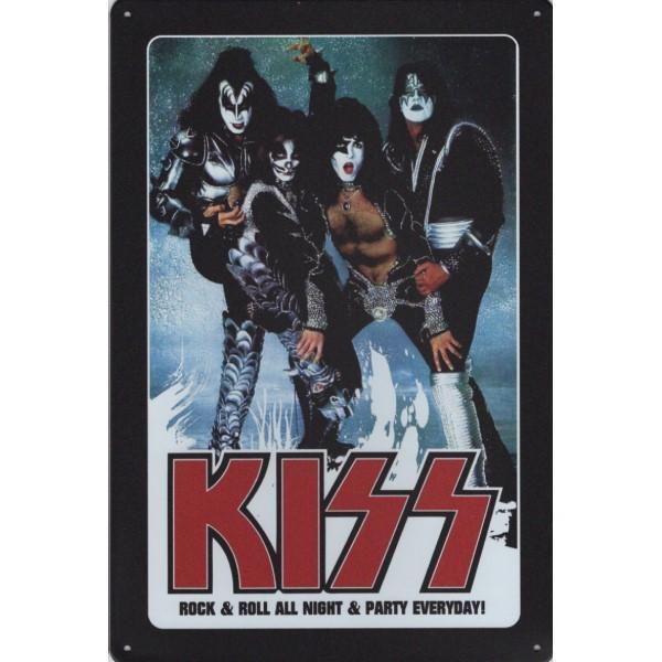 Wandbord - Kiss Rock And Roll All Night And Party Everyday, Huis en Inrichting, Woonaccessoires | Wanddecoraties, Nieuw, Ophalen of Verzenden