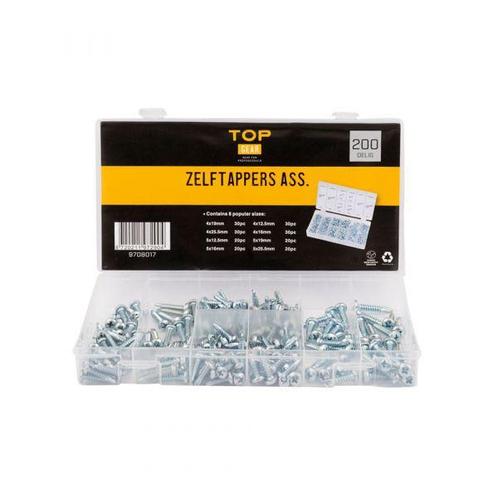 TOPGEAR Zelftappers ass. 200-delig, Doe-het-zelf en Verbouw, Kratten en Dozen, Nieuw, Verzenden
