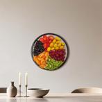 Vibrant Fruit Medley - Muurcirkel - ø 40 cm +Ophangset, Huis en Inrichting, Verzenden, Nieuw, Print