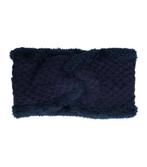 Haarband Twist Fake Fur Gebreid Blauw, Nieuw