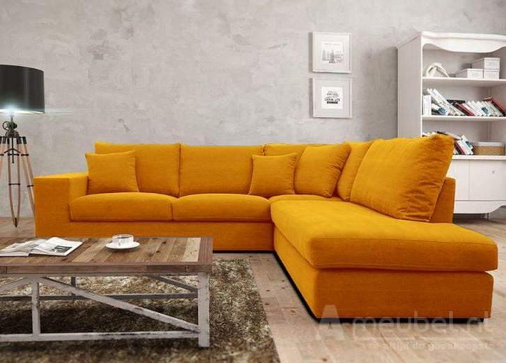 Hoekbank Gouda - hoekbanken - Geel, Huis en Inrichting, Banken | Sofa's en Chaises Longues, 150 cm of meer, Nieuw, 250 tot 300 cm