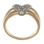 Ring - 18 karaat Geel goud, Witgoud - 0.13ct. tw. Diamant, Sieraden, Tassen en Uiterlijk, Ringen, Nieuw