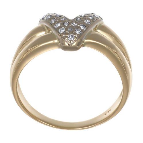 Ring - 18 karaat Geel goud, Witgoud - 0.13ct. tw. Diamant, Sieraden, Tassen en Uiterlijk, Ringen